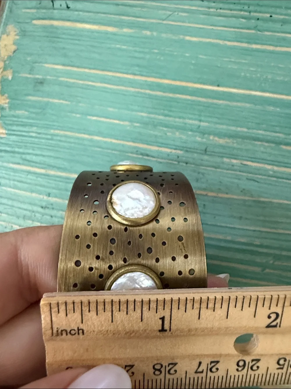Brass with Mother of Pearl Cuff Bracelet - Women Accessories